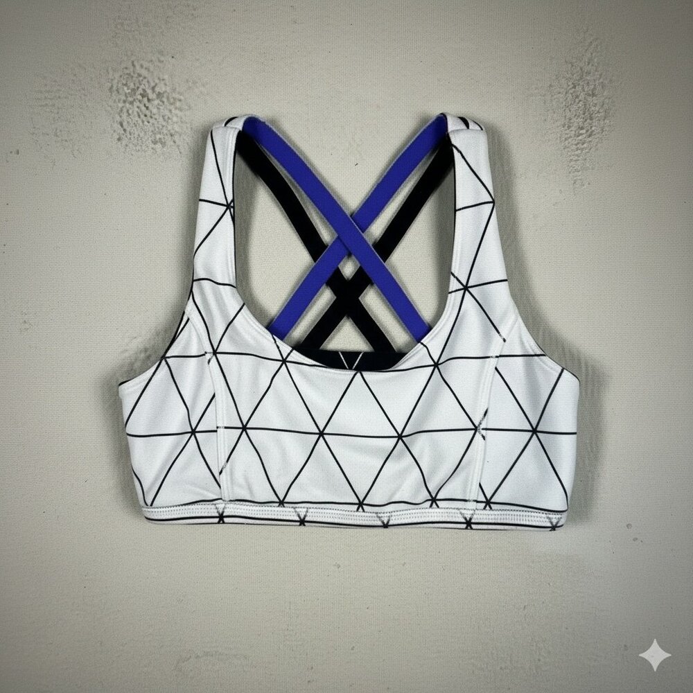 Ivivva Black White Purple Diamond Print Sports Bra Top *8